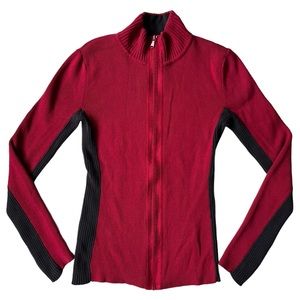 Calvin Klein Jeans Red Mockneck Zip Up Sweater